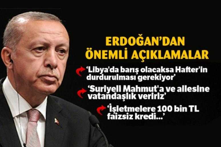 Erdoğan: Depremde zarar gören işletmelere 100 bin TL faizsiz kredi verilecek