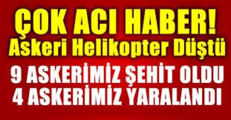 Tatvan'da askeri helikopter düştü: 9 şehit